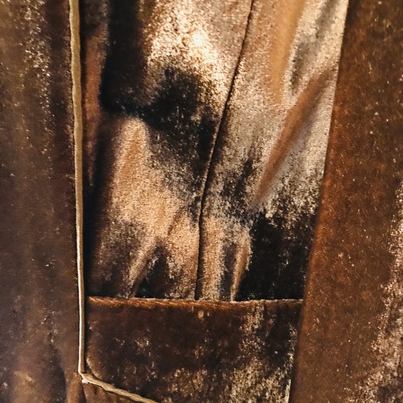 Golden Brown Crushed Velvet Two Button Blazer. - Picture 4 of 8